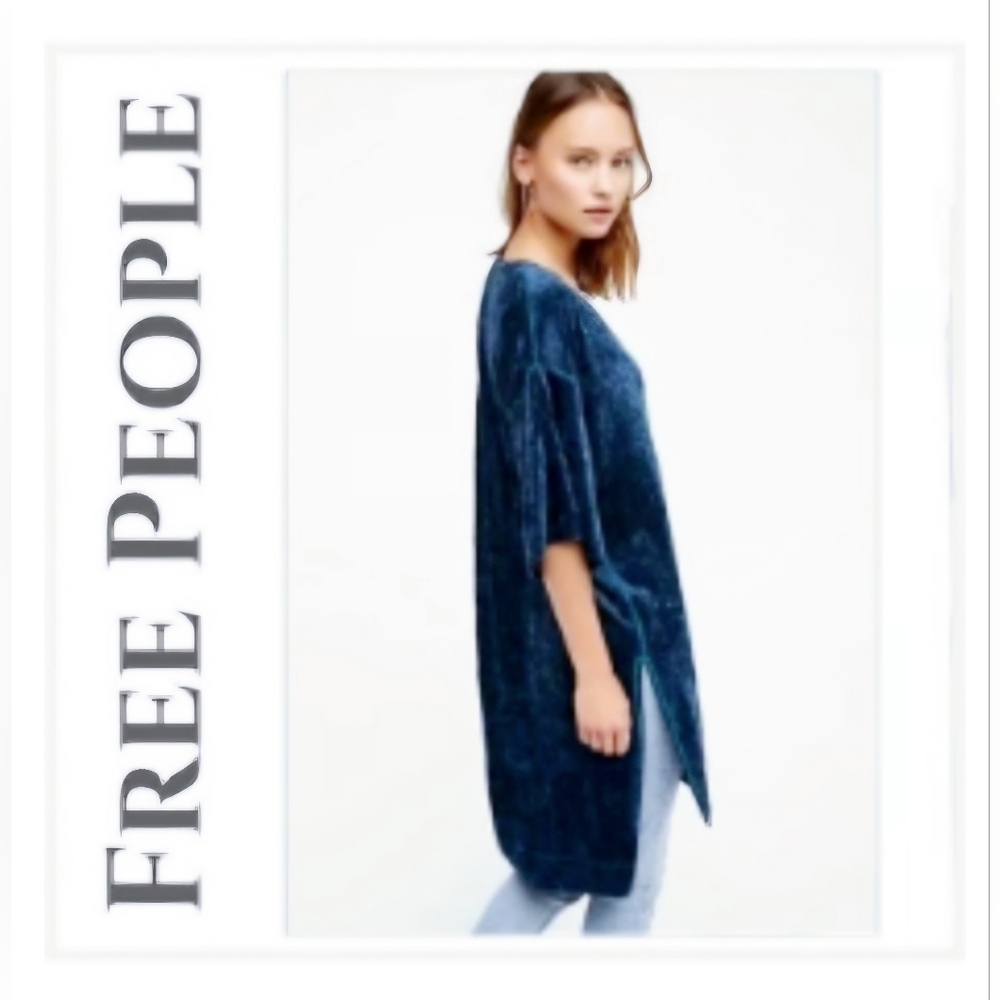 Free People Blue Velvet Tunic - NWT! - Picture 6 of 11